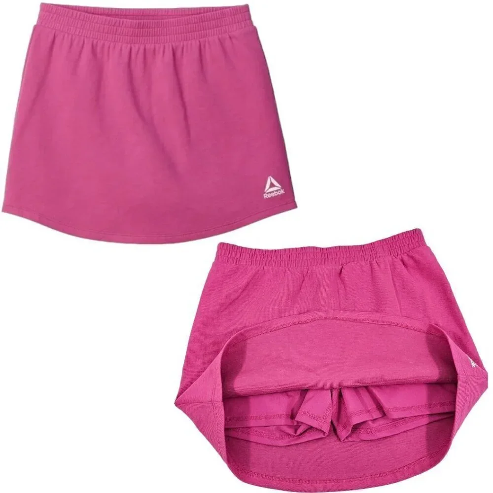Reebok Girls Active Velocity Skort (Skirt w/Compression Shorts) – Pink – S/M/L